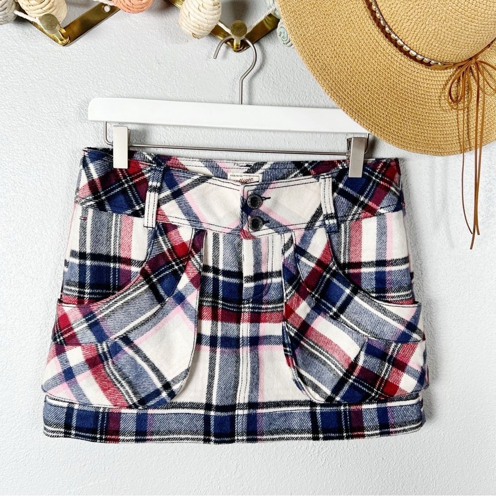 Vintage Tommy Hilfiger Caba Check Plaid Micro Mini Skirt